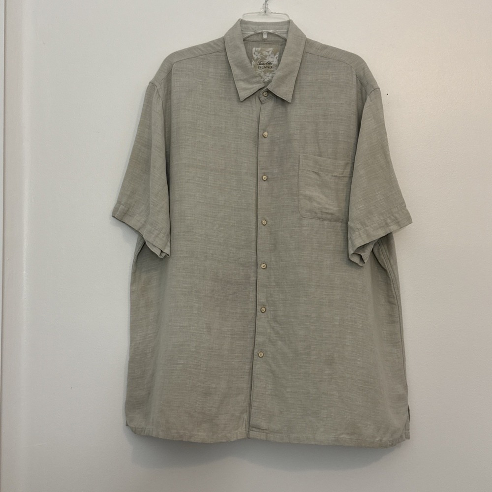 TASSO ELLA ISLAND Silk Linen Shirt Men's XXL Short Sleeve Buttondown Resort wear